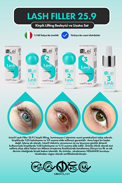 İnLei Lash Filler Kirpik Lifting Laminasyon Dolgu Besleyici 3 Lü 4ml Tam BoyC...