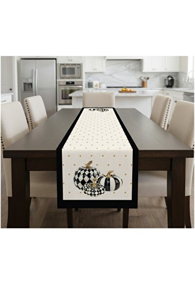 tarzınısec Keten Görünümlü Balkabağı Desenli Runner 40x140