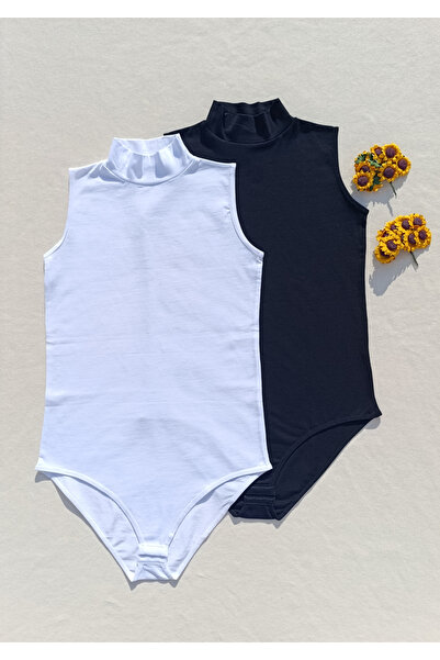 siyalife Γυναικείο κορμάκι με μαύρο ζιβάγκο με κουμπώματα, 2 τεμάχια