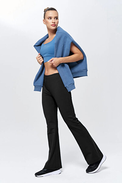 bilcee Kadın Siyah Yüksek Bel Flare Pamuklu Pantolon 9911