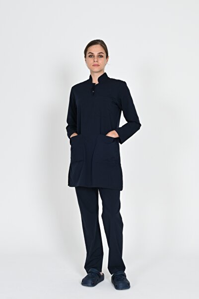 HEMİ زي طبي من القطن والليكرا للأطباء والممرضات في المستشفيات باللون الأزرق ا...