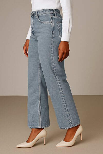 CEDY DENIM High Quality Women Palazzo High Waist Cotton Jean Pants-C613-Snow-Wash