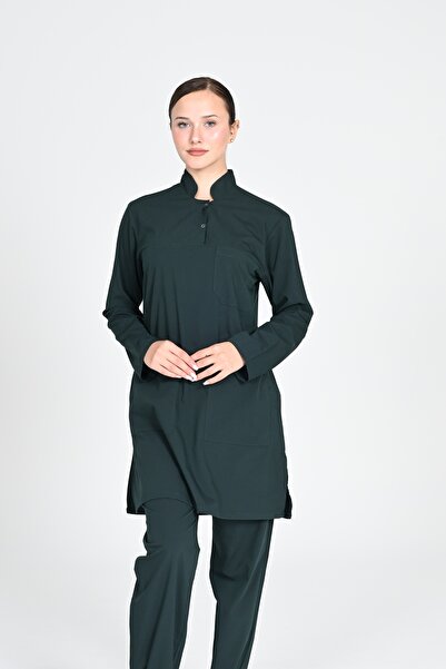 HEMİ Costum medical din bumbac verde vânătoare cu hijab, material elastic