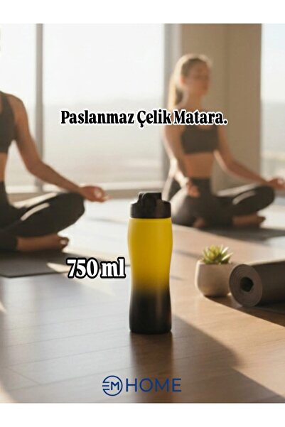 CEM HOME 750ML 304 Paslanmaz Çelik Sızdırmaz Kapaklı Pipetli Su Matarası