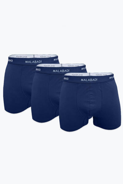 Malabadi Ανδρικό μπόξερ Navy Blue White Smoked 3 τεμαχίων από βαμβάκι ελαστάνη 3M075