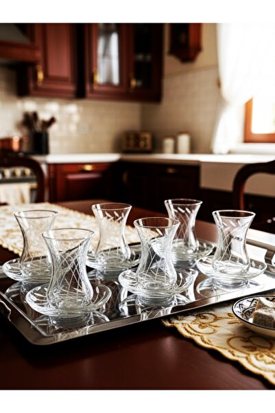 DECOSTYLE Paşabahce Mila Decorated Tea Set 12 Pieces 125Cc