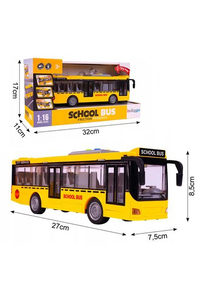 indiggo Buzzie Bus Interactive Toy School Bus with LED Lights and Sounds 1:16 Scale, 3 Years+