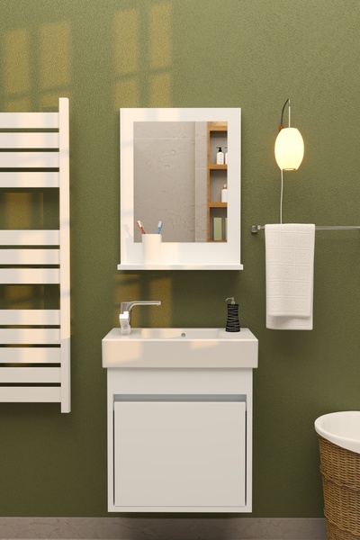 makbulce Safir Aynalı Lavabolu Dolap Alt-Üst