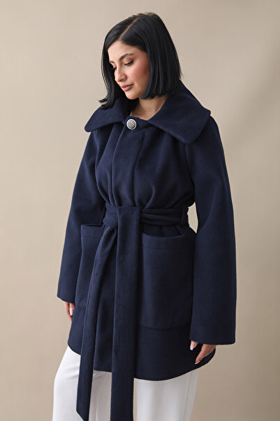 InStyle Короткий пальто з підкладкою, синій, з ґудзиками