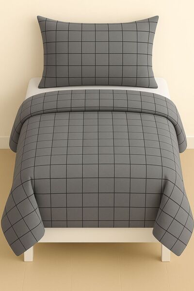 rabiatekstil Antrasit Çizgili Lüks Tek Kişilik Nevresim Takımı (Çarşafsız)