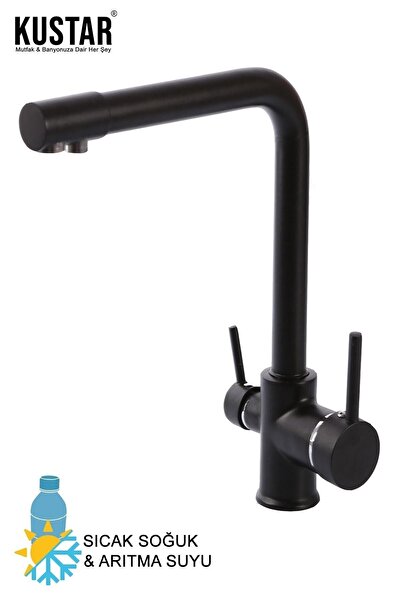 KUSTAR Black Purification Outlet Kitchen Sink Faucet with 3-Way Purification and 2-Year Warranty