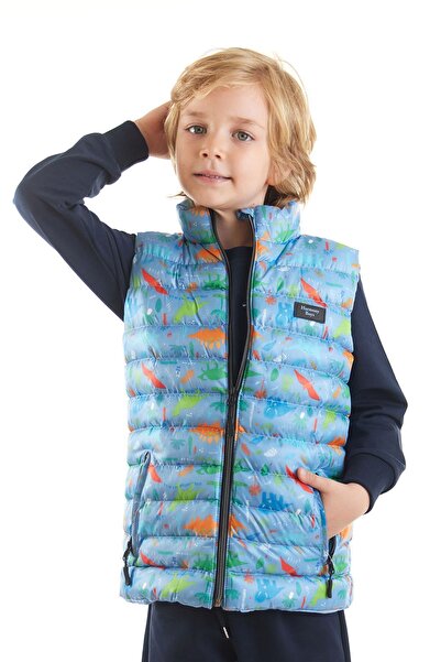 AHENGİM Vestă pufă cu imprimeu dinozaur pentru băiat - Ak 216263