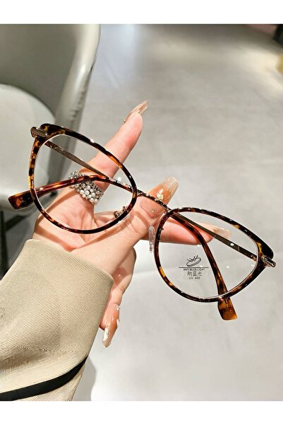 LOOKUP NEW Cat Eye 55 Ekartman Metal Şeffaf Kadın Erkek Unisex Mavi Işık Koru...