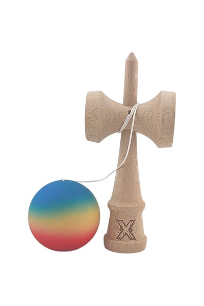 Bibilel Kids Kendama X Original Professional Wooden Rubber Grip 18 cm Red/Yellow/Blue