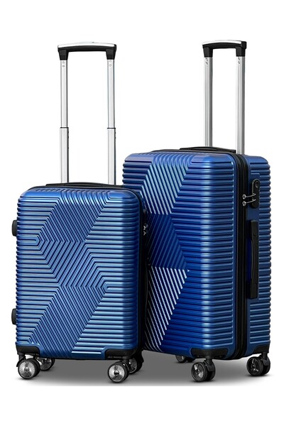 ZAAPPY Lightweight 2PCS SET (20/24 Inch) ABS Luggage Hard Shell Trolly with smooth spinner wheels