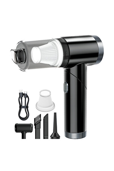 OEMN Aspirator auto portabil, fără fir, 9000Pa, 3 în 1, negru, reîncărcabil USB, cu duze și HEP