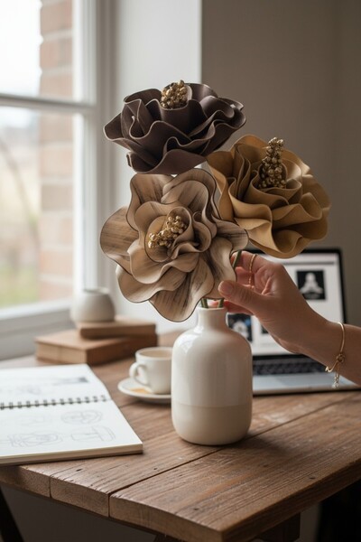 kutmen Lateks El Yapımı Vazo Çiçeği 3 Adet (YAPAY ÇİÇEK)