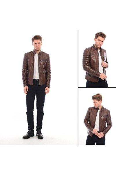 MALVİNEYU İtalyan stil %100 orijinal kuzu derisi erkek mont