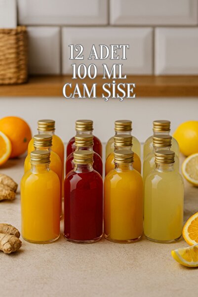 Rotanev 12Pcs Clear Glass Shot Bottle Leak Proof Gold Metal Cap Cologne Fragrance Ornament Multipurpose Bottle 100ml