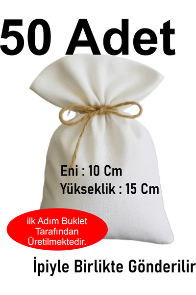 ilkadimbuklet 50 Adet %100 Pamuk Hambez Eni 10 Cm Yüksekliği 15 Cm Sabun, Lavanta, Kuru Kesesi, İpiyle Gönderilir