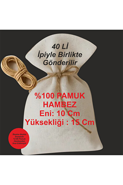 ilkadimbuklet 40 Adet %100 Pamuk Hambezden Eni 10 Cm Yüksekliği 15 Cm Lavanta, Sabun, Gül, Kuru ve hediyelik Kese