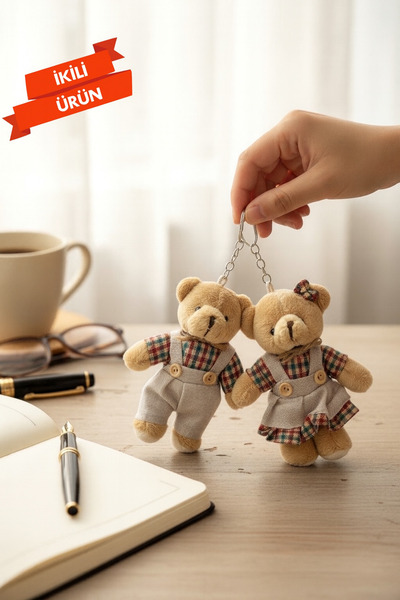 grs oyuncak 12 سم حجم كبير - سلسلة مفاتيح لطيفة على شكل دمية دب قطيفة مكونة من قطعتين للفتيات والفتيان