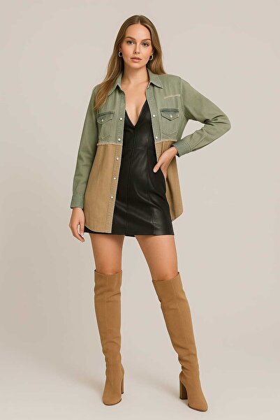 ChiBas Dokuma Parçalı Denim Gömlek