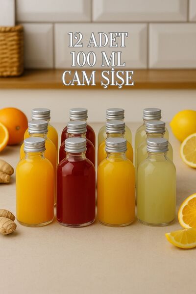 Rotanev 12 Adet Şeffaf Cam Shot Şişesi Sızdırmaz Gümüş Metal Kapaklı Kolonya ...