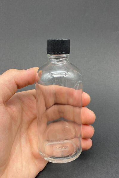 Rotanev 12Pcs Glass Shot Bottle Leakproof Black Plastic Lid Cologne Fragrance Ornament Multi-Purpose Bottle 100ml