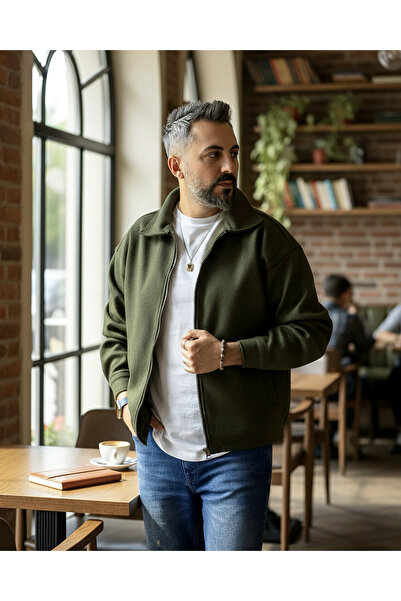 higo Sırtı Nakış Detaylı Oversize Erkek Kaşe Ceket