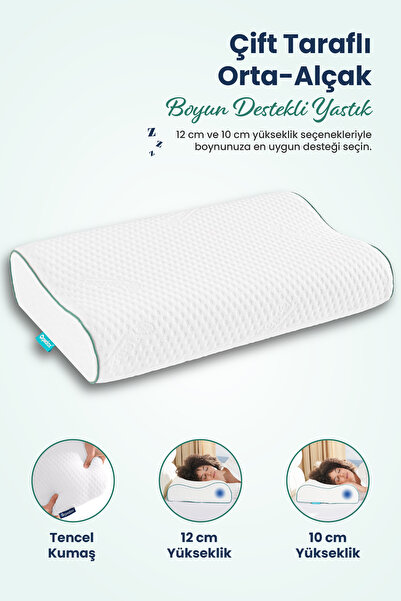 ORPEDOX Çift Boyun Destekli Ortopedik Visco Yastık 52x32x12-10cm