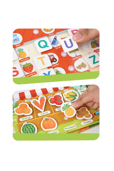 Toyska Carte educativa cu stickere reutilizabile Busy Book - Alfabet, 10 activitati