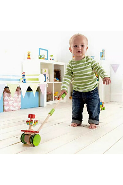 Toyska Wooden toy 2 wheels for pushing and pulling Carousel, green