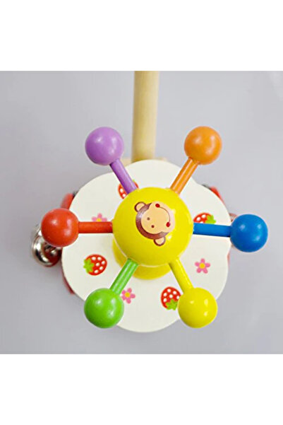 Toyska Jucarie din lemn 2 roti pentru impins si tras cu Clopotei, rosu