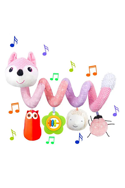 Sozzy Jucarie muzicala bebe pentru patut/carucior Vulpita Sozzy, roz
