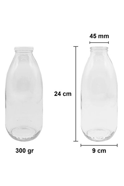 Rotanev 4 Pieces 1 Liter Transparent Jug Milk, Buttermilk, Water, Lemonade, Soft Drink Bottle Plastic Lid Glass Bottle