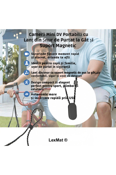 LexMat Mini Portable Sports Video Camera, Body Cam ® Full HD 1080p with Integrated Microphone