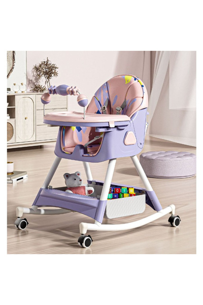 Toyska Scaun de Masa pentru Bebelusi si Copii, Spatar Reglabil, Balansoar, Mov