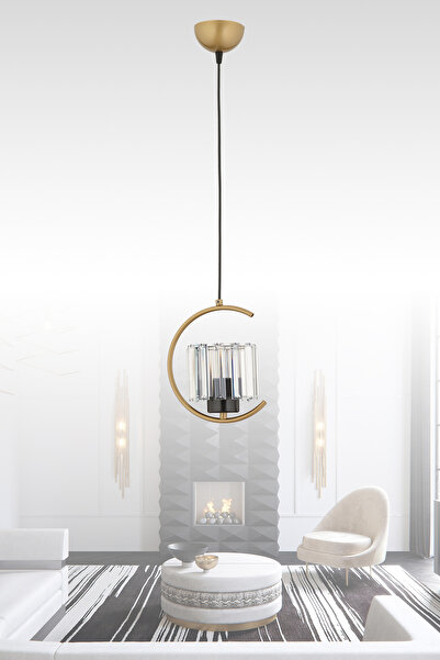 ESSLİGHT Eftal Tekli Eskitme Sarkıt Avize Kristal Taşlı Modern Dekoratif Aydınlatma
