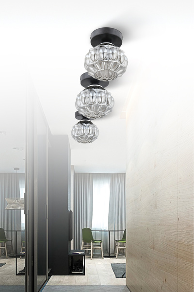 ESSLİGHT Elmas Tekli Plafonyer Avize Füme Camlı Modern Dekoratif Aydınlatma