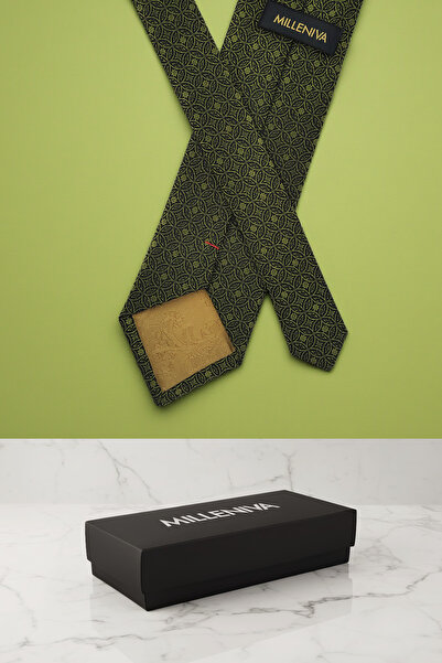 Milleniva Mosaic Pattern Green Tie & Handkerchief