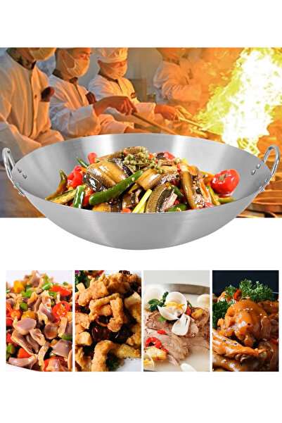 ELEGANT HOME Stainless Steel Frying Pan with Dual Handles - Size 30cm