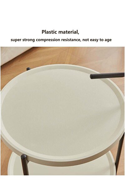 Yelajoy 2 Layer Cart Living Room Cart,Movable Round Small Coffee Table,Round End Table/Bedside Tablle