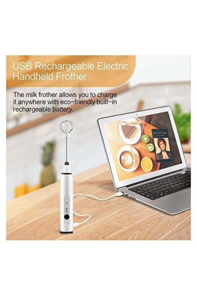 Yelajoy Milk Frother Handheld Electric Blender Frother,1200mAh with 2 Heads,with USB Rechargeable 3-Speed