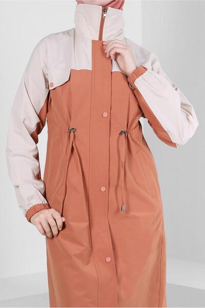 Alvina İKİ RENKLİ BELİ BÜZGÜLÜ TRENÇKOT 10764