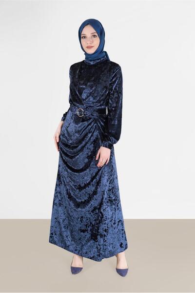 Alvina KEMERLİ KADİFE ELBİSE 42414