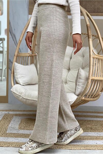 TRENDTESETTÜR Women's Mink Ribbed Knitwear Trousers T 2922