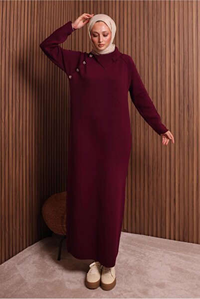TRENDTESETTÜR KADIN BORDO TRİKO ELBİSE T 0307