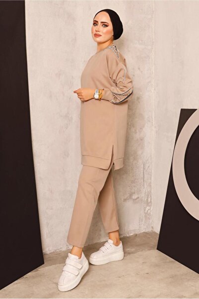 TRENDTESETTÜR ΓΥΝΑΙΚΕΙΟ ΚΑΦΕ (ΚΑΜΕΛ) ΣΕΤ ΠΑΝΤΕΛΟΝΙ ΜΕ ΠΕΡΛΕΣ ΛΕΠΤΟΜΕΡΕΙΕΣ T 8672