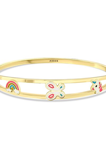 Assos Pırlanta Kelebek Figürlü Altın Çocuk Kelepçe - 14K